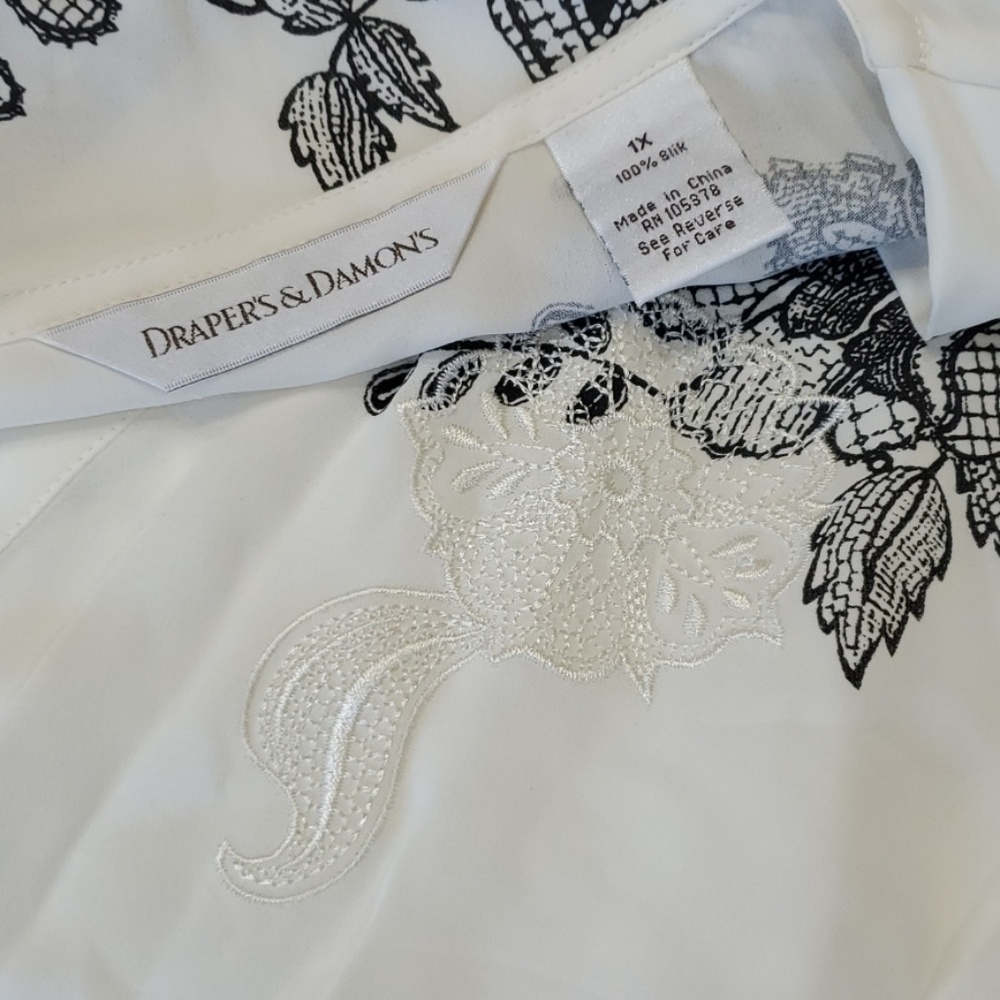 Printed embroidered silk robe, kimono, or coverup